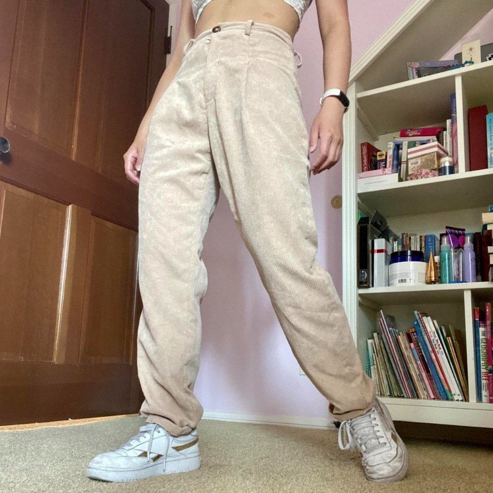 Corduroy Khaki Colored Trousers from Shein